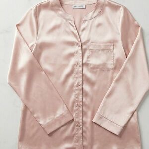 New Ekouaer Blush Pink Two Piece Satin Pajamas or Loungewear. Sz S. Lightweight.